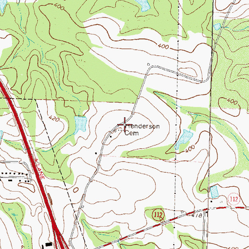 Topographic Map of Henderson Cemetery, GA