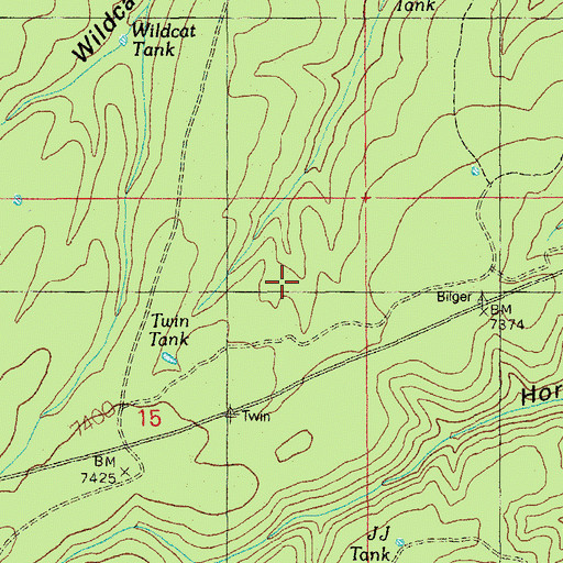Topographic Map of Twin Springs, AZ