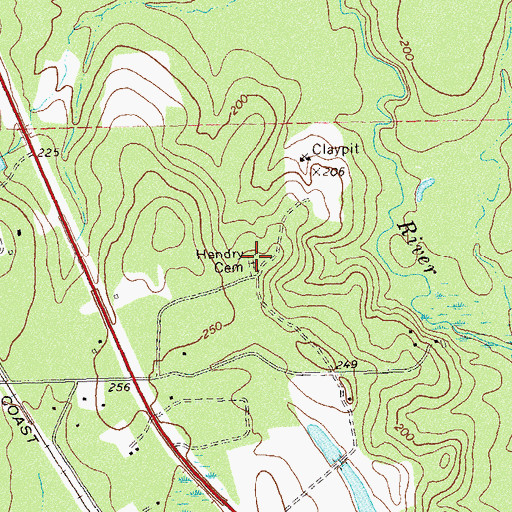 Topographic Map of Hendry Cemetery, GA