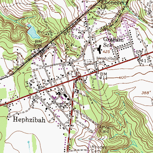 Topographic Map of Hephzibah, GA