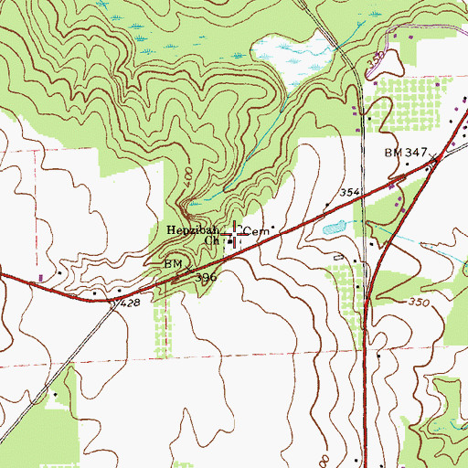 Topographic Map of Hepzibah Church, GA