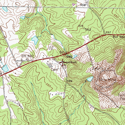 Topographic Map of Hepzibah Church, GA