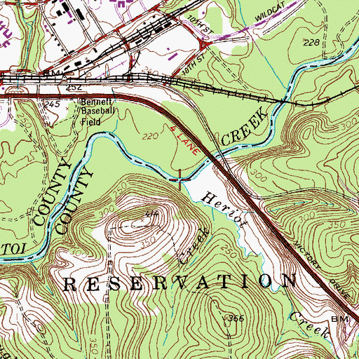 Topographic Map of Heriot Creek, GA
