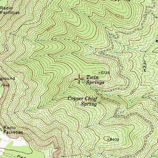 Topographic Map of Twin Springs, AZ
