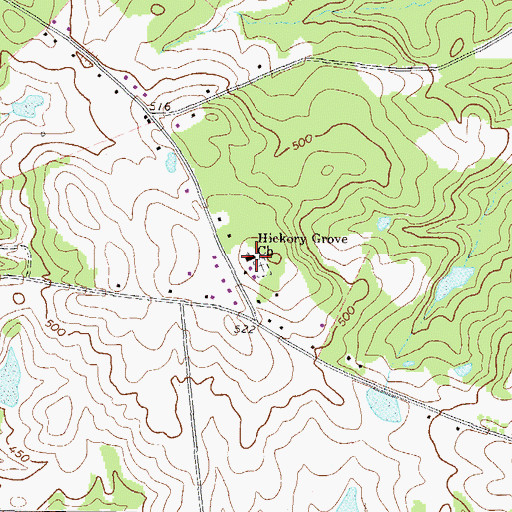 Topographic Map of Hickory Grove Church, GA