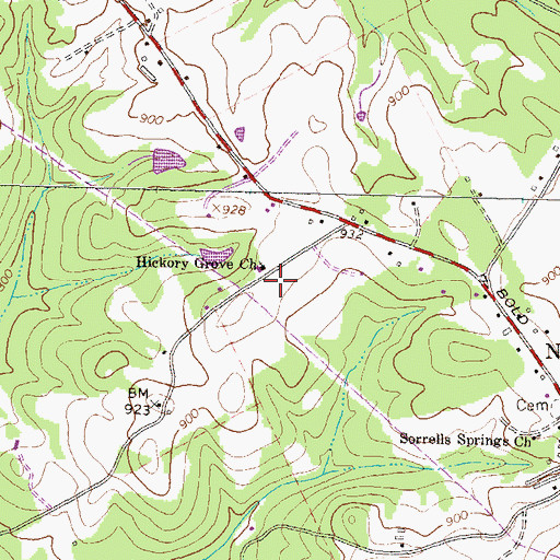 Topographic Map of Hickory Grove Church, GA