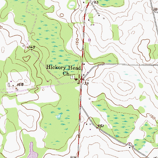Topographic Map of Hickory Head Church, GA