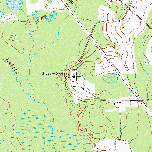 Topographic Map of Hickory Springs Church, GA