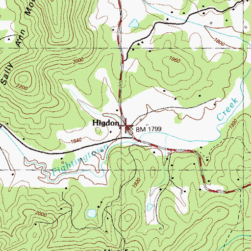 Topographic Map of Higdon, GA