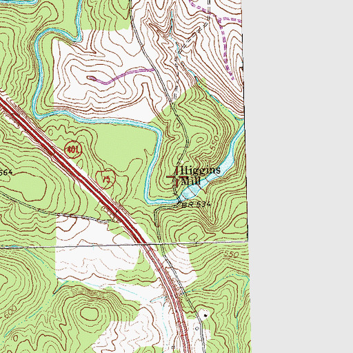 Topographic Map of Higgins Mill, GA