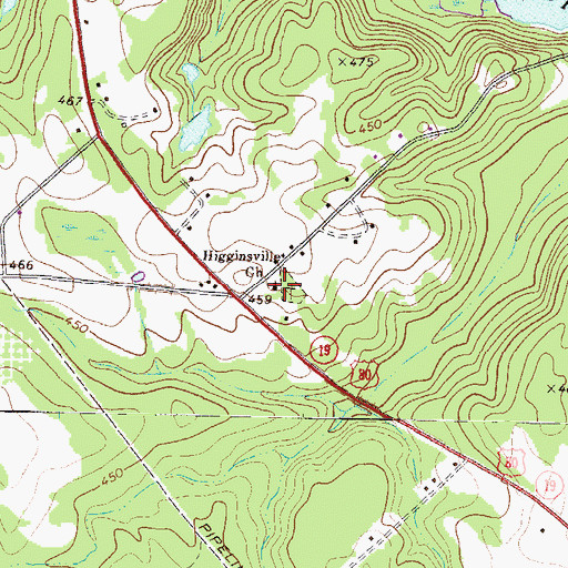 Topographic Map of Higginsville Church, GA