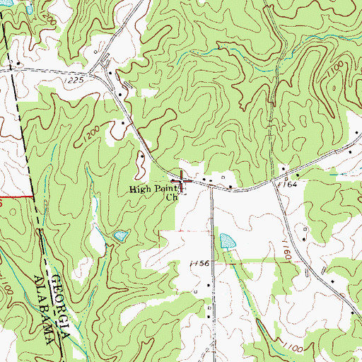 Topographic Map of High Point Church, GA