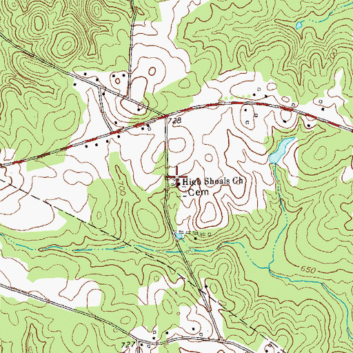 Topographic Map of High Shoals Church, GA
