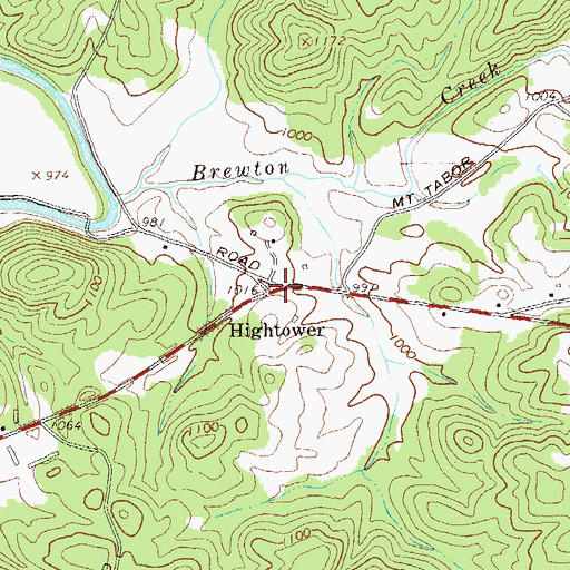 Topographic Map of Hightower, GA