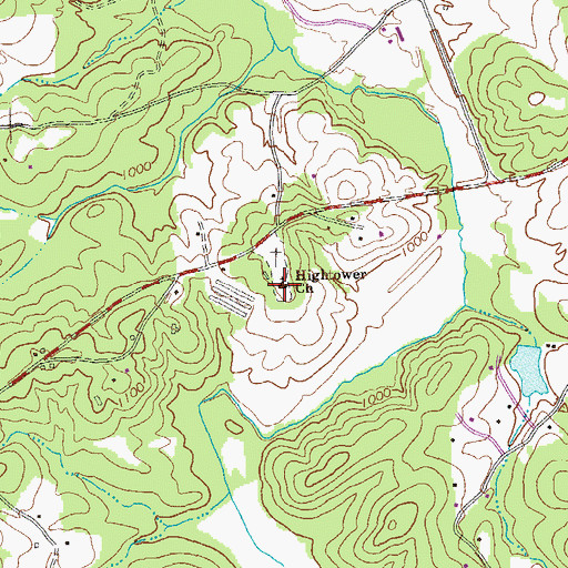 Topographic Map of Hightower Baptist Church, GA