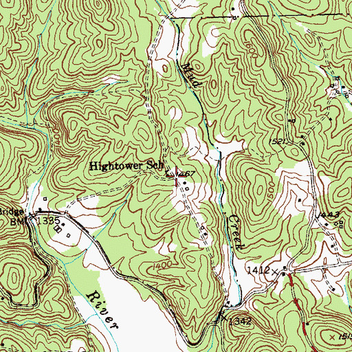 Topographic Map of Hightower School, GA