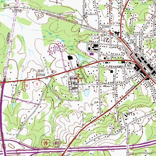 Topographic Map of Hill Crest Cemetery, GA