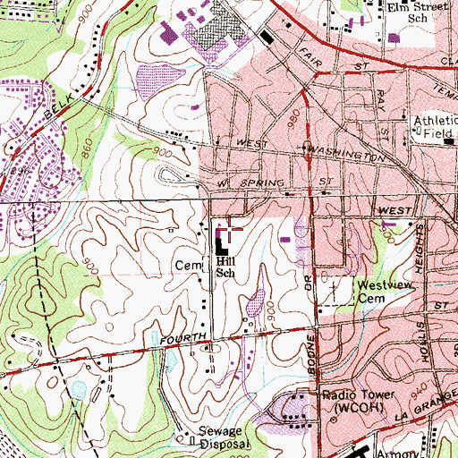 Topographic Map of Ruth Hill Elementary School, GA