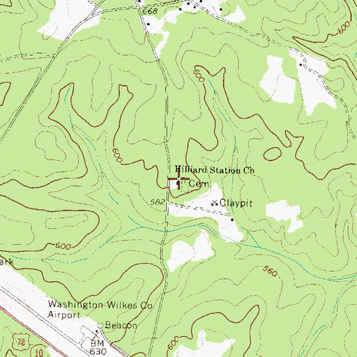 Topographic Map of Hilliard Station Church, GA