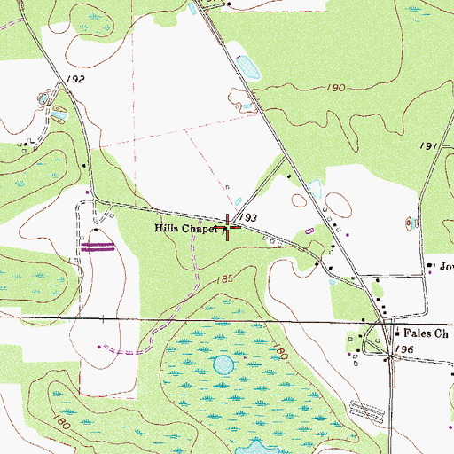 Topographic Map of Hills Chapel, GA