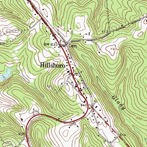 Topographic Map of Hillsboro, GA