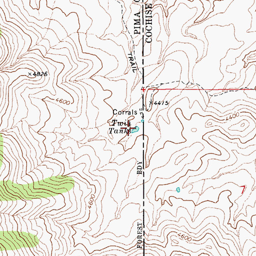 Topographic Map of Twin Tanks, AZ