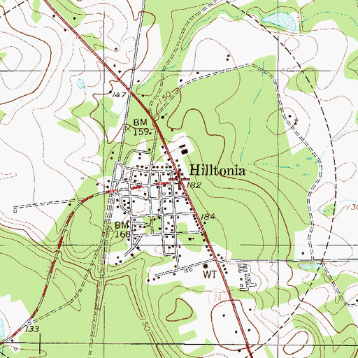 Topographic Map of Hiltonia, GA