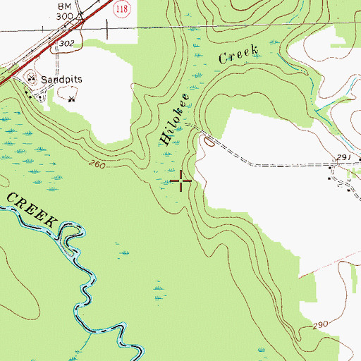 Topographic Map of Hilokee Creek, GA