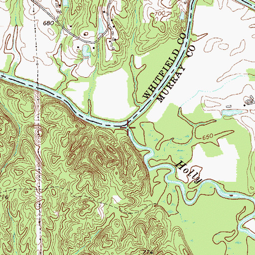 Topographic Map of Holly Creek, GA