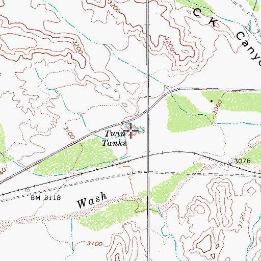 Topographic Map of Twin Tanks, AZ