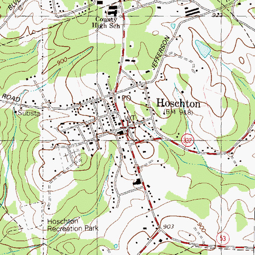 Topographic Map of Hoschton, GA