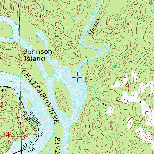 Topographic Map of House Creek, GA