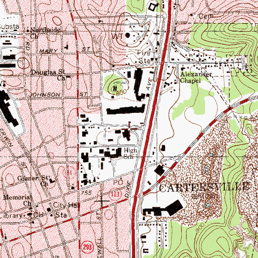 Topographic Map of Howell Memorial Hospital, GA