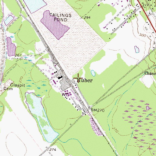 Topographic Map of Huber, GA