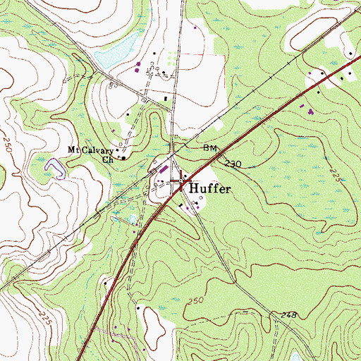 Topographic Map of Huffer, GA
