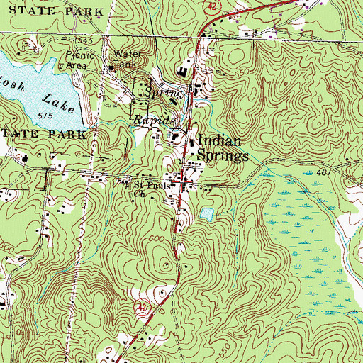 Topographic Map of Indian Springs, GA