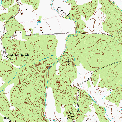 Topographic Map of Jacks Creek, GA