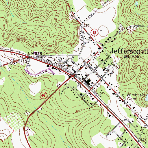 Topographic Map of Jeffersonville, GA