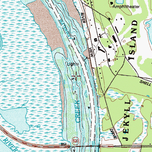 Topographic Map of Jekyll Creek, GA