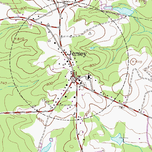 Topographic Map of Jersey, GA