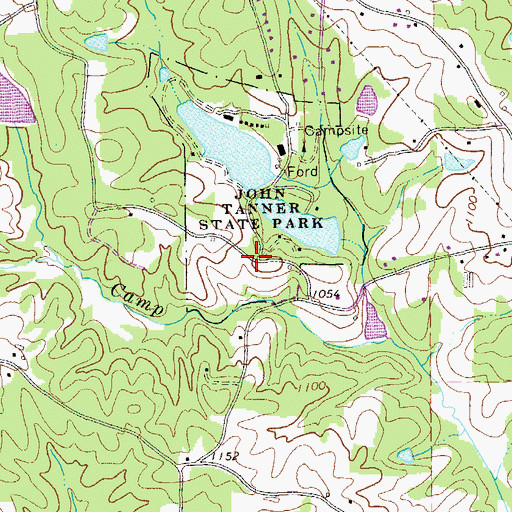 Topographic Map of John Tanner State Park, GA