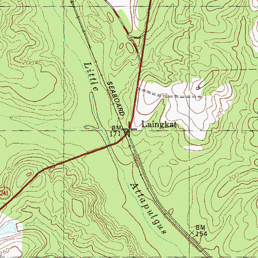 Topographic Map of Laingkat, GA