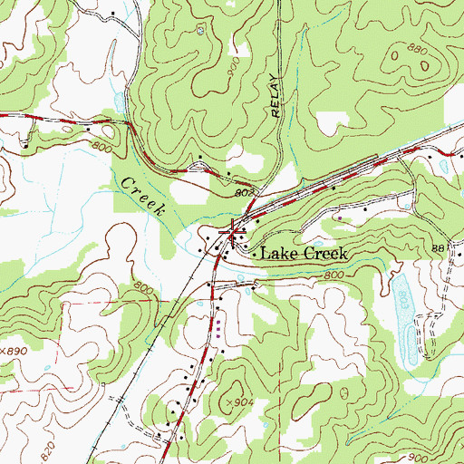 Topographic Map of Lake Creek, GA