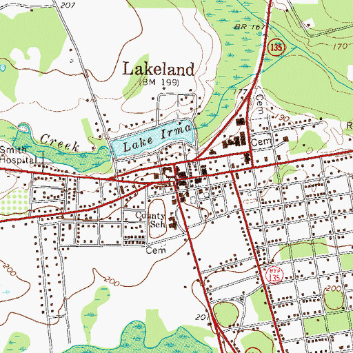 Topographic Map of Lakeland, GA