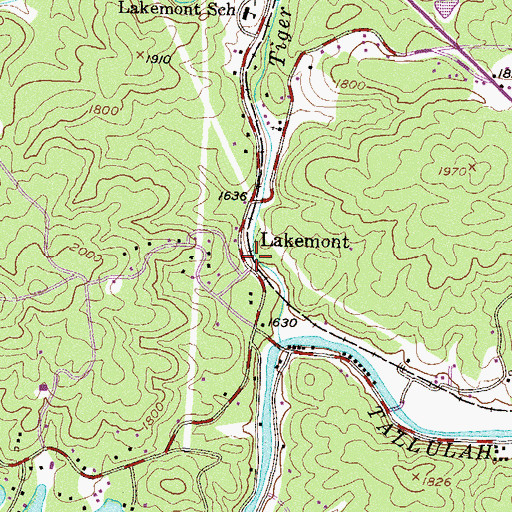 Topographic Map of Lakemont, GA