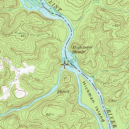 Topographic Map of Lazer Creek, GA