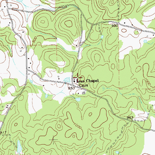 Topographic Map of Lees Chapel, GA