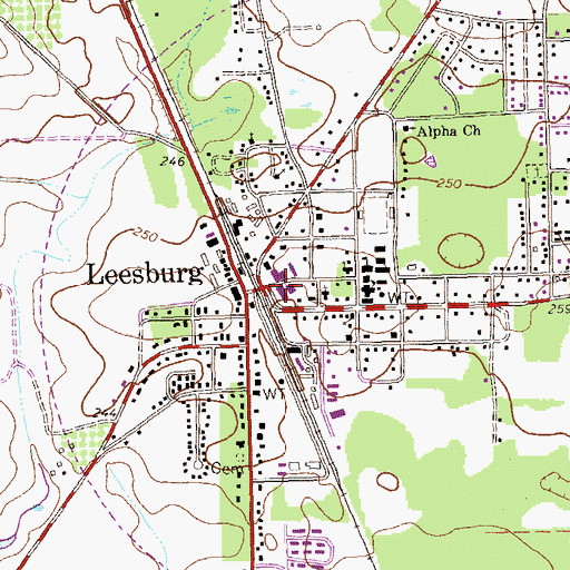 Topographic Map of Leesburg, GA