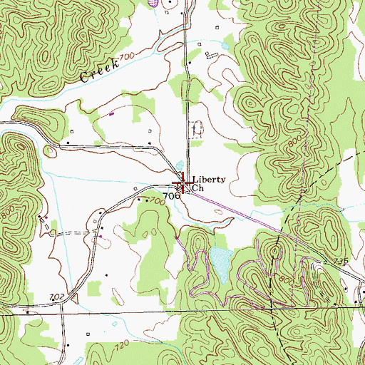 Topographic Map of Liberty Church, GA