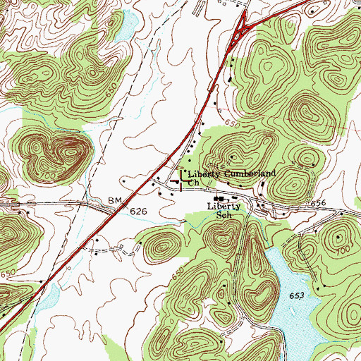 Topographic Map of Liberty Cumberland Church, GA